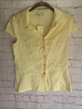 Thirty Thirty Butter Yellow Short Sleeve Button-Down Shirt Woman’s XS NWT